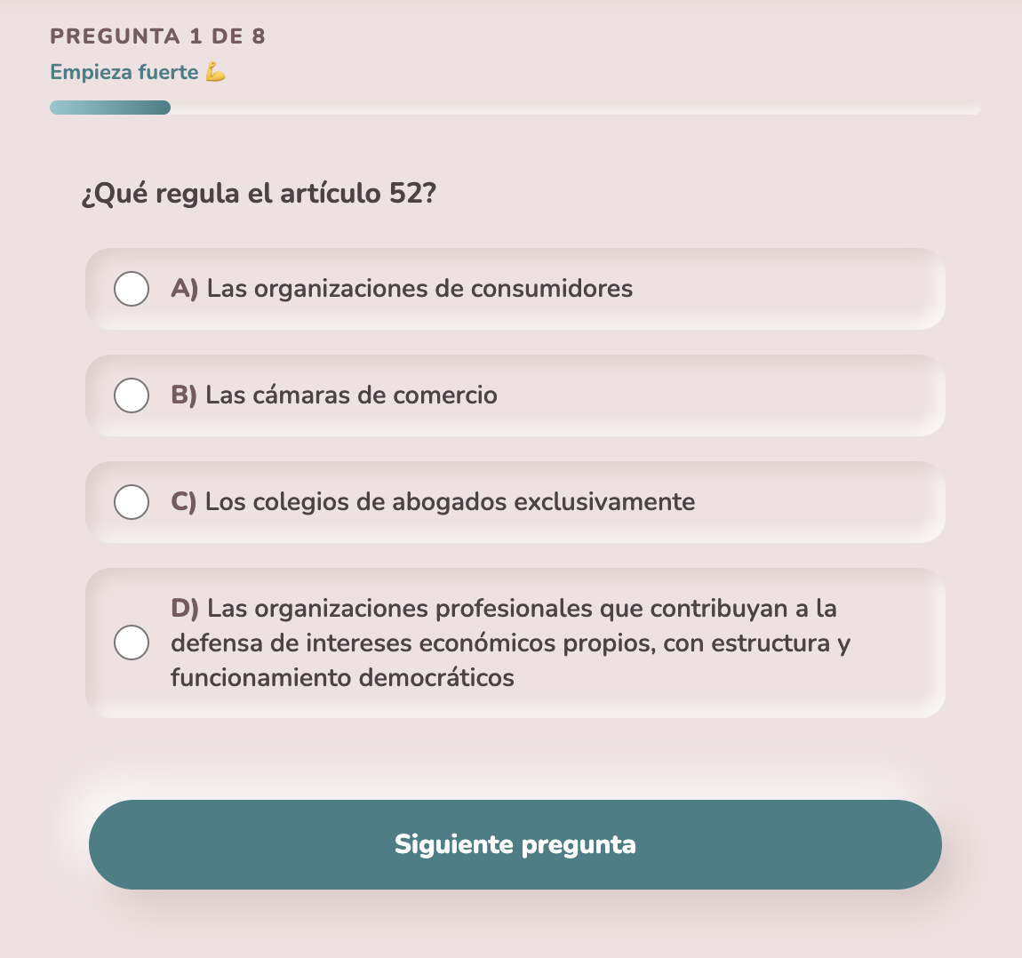 Captura real de una pregunta del test en Plateia
